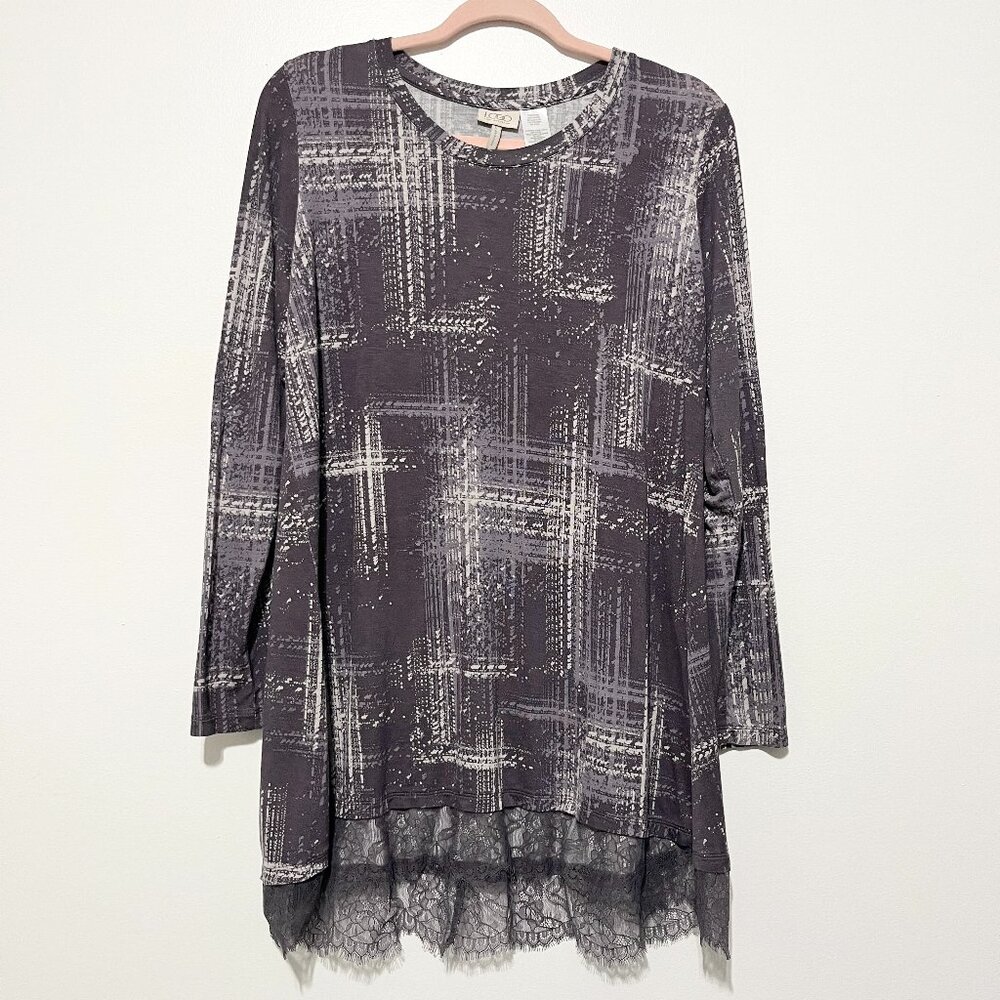LOGO Lori Goldstein Womens Tunic L Lagenlook Artsy Gallery Abstract Eclectic
